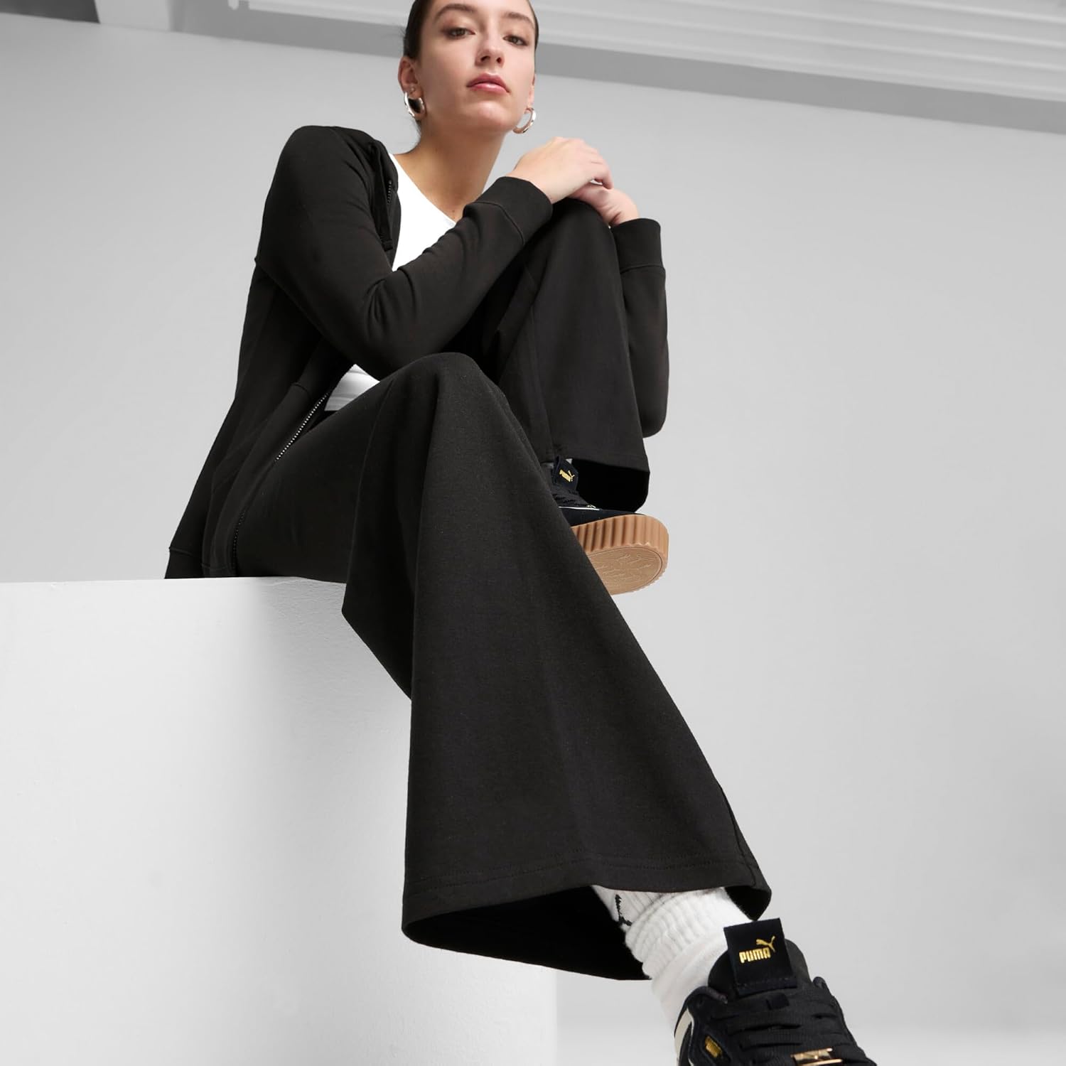 PUMA Womens Essentials Straight Leg Pants Casual - Grey - Image 4