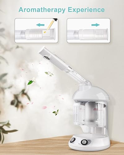 Miniatura 5 de Vaporizador de pelo EZBASICS 2 en 1 vaporizador de iones facial con brazo extensible para la mesa, humidificador para la cabeza, niebla caliente