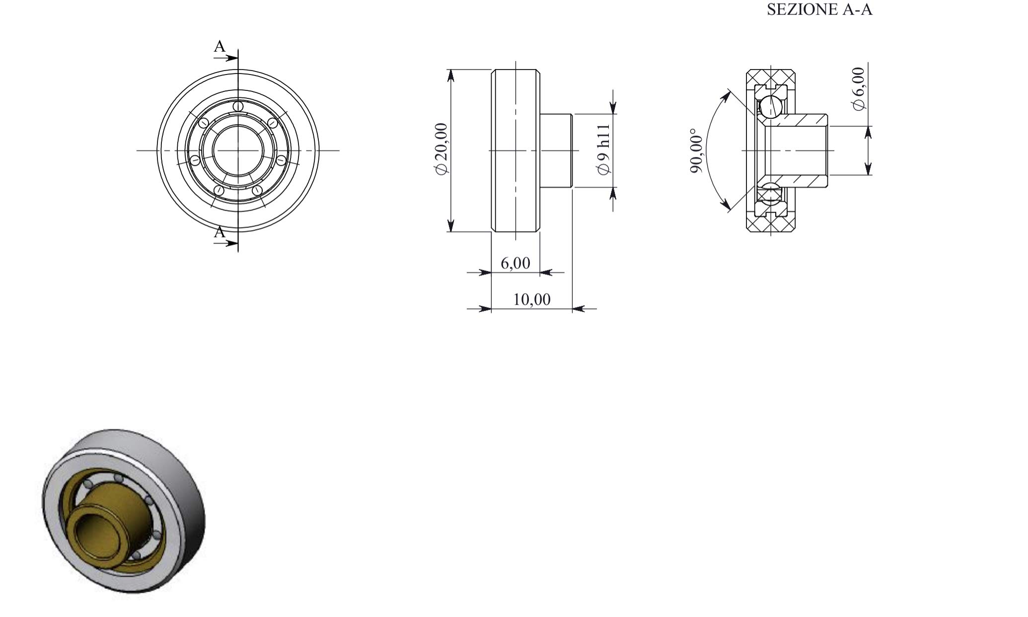 SAMO Cuscinetti Box Doccia VR - Kit 2 Pezzi Ricambio Ruota in Acciaio Inox Diametro 20 mm Profilo Piatto con Ottone e Rotella in Teflon (I072)