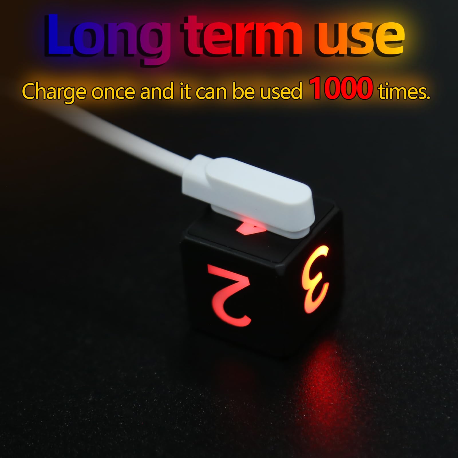 Paquete de 2 dados de números, dados iluminados, chip de sensor de vibración integrado, la vibración brillará. Una hora de carga se puede utilizar 1000 veces.
