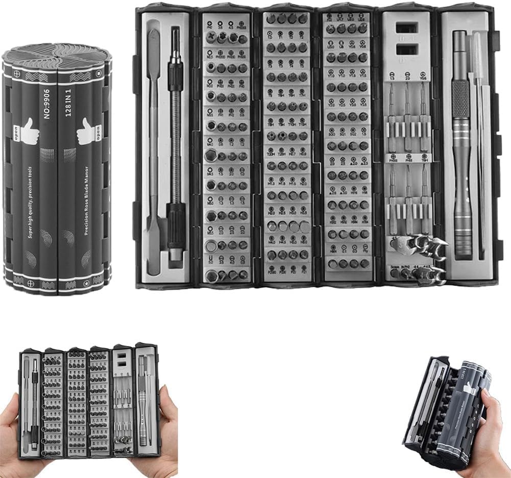 Spring Precision Screwdriver Set, Screwdriver Bit Set, 128 in 1 Precision Screwdriver Set, Professional Tool Set Magnetizing Bit Heads for Most Size