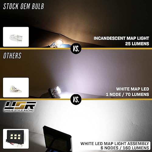 Miniatura 3 de USR UNIQUE STYLE RACING Panel completo de luz LED interior de cúpula central (30 LEDs) + 2 luces delanteras de mapa (6 LED cada uno, izquierdo +