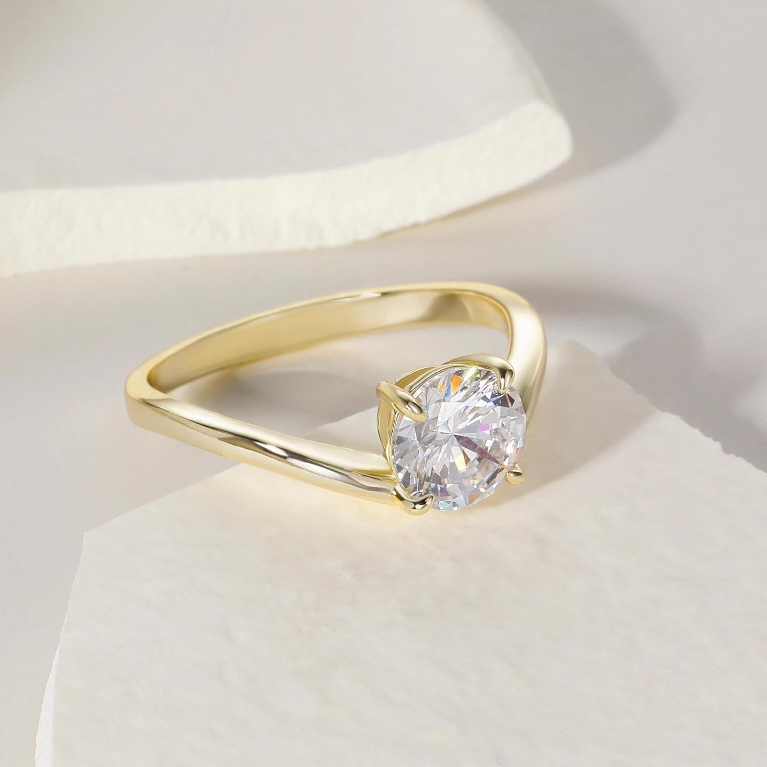 EAMTI 1.5CT 925 Sterling Silver Engagement Rings for Women Oval Cut CZ Bands Solitaire Cubic Zirconia Curved Wedding Promise Gold Rings for Her Size 4-10 - Image 3