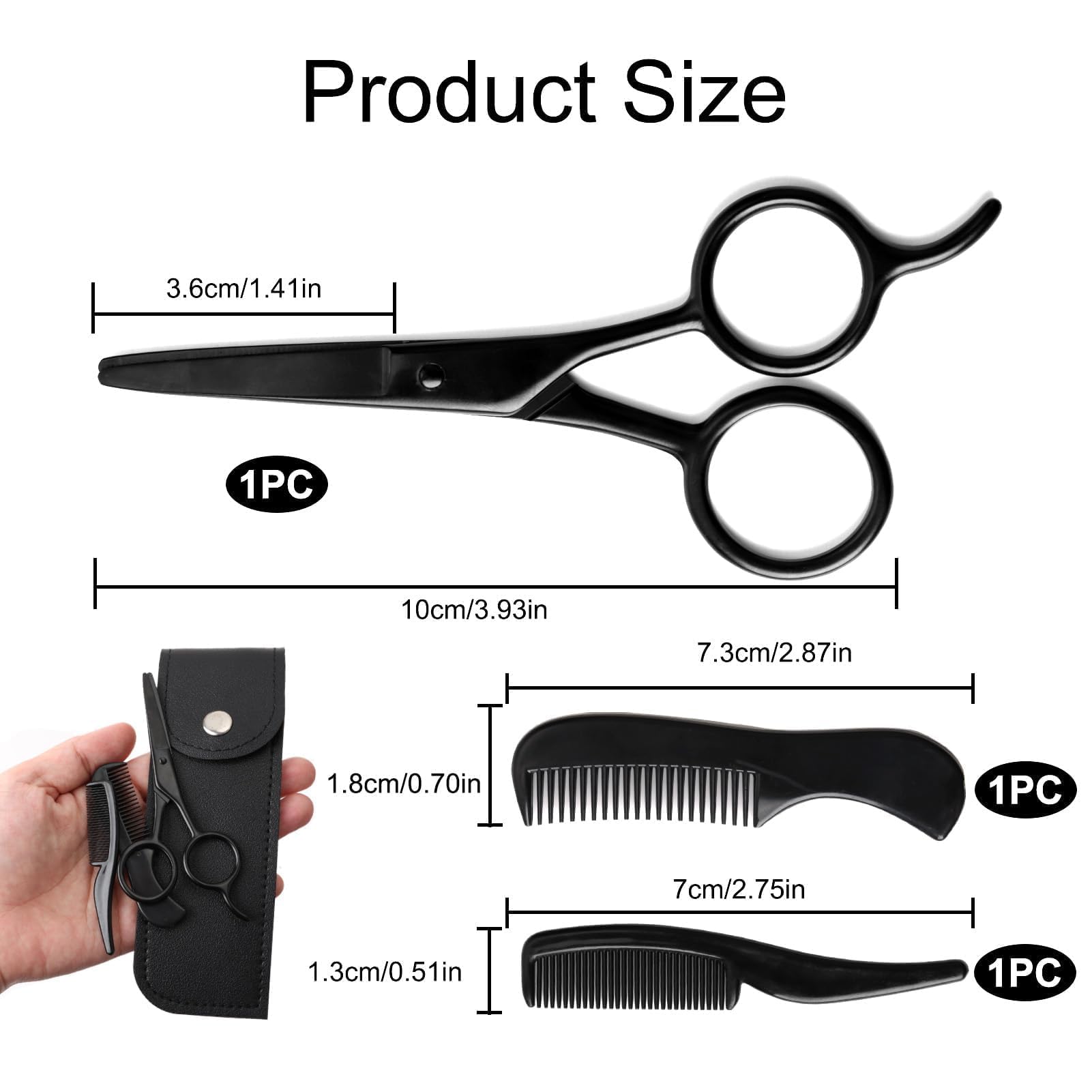 Tijeras Barba Hombre Profesional de Acero Alemán de para Barba y Bigote Tijera Barba Hombre Set 12,7cm Incluida Barbas de Tijeras para Barbaa y Bolso para Recortar Barbas Cabello y Cejas