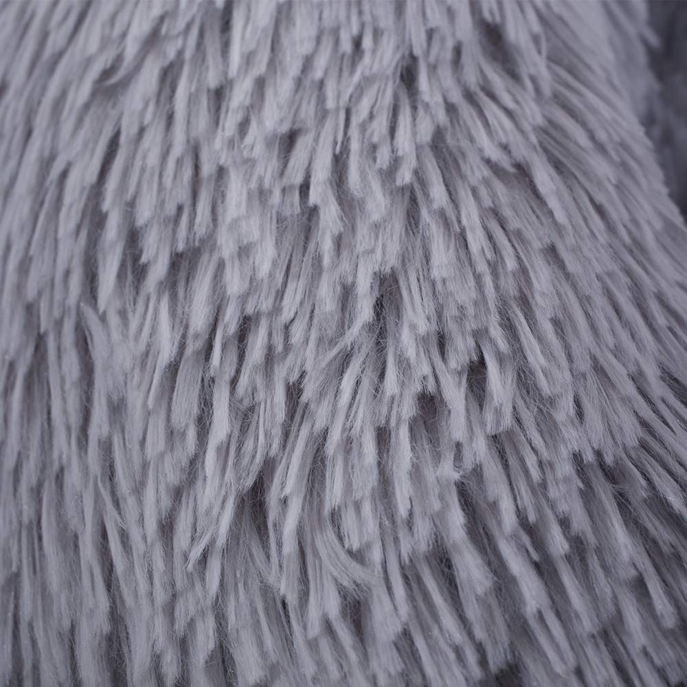 Rundes Plüsch-Hundebett für Hunde, große Hunde-Zubehör, Kissen sind super weich, flauschig und bequem, waschbar, Größe M 60 cm, Reisweiß