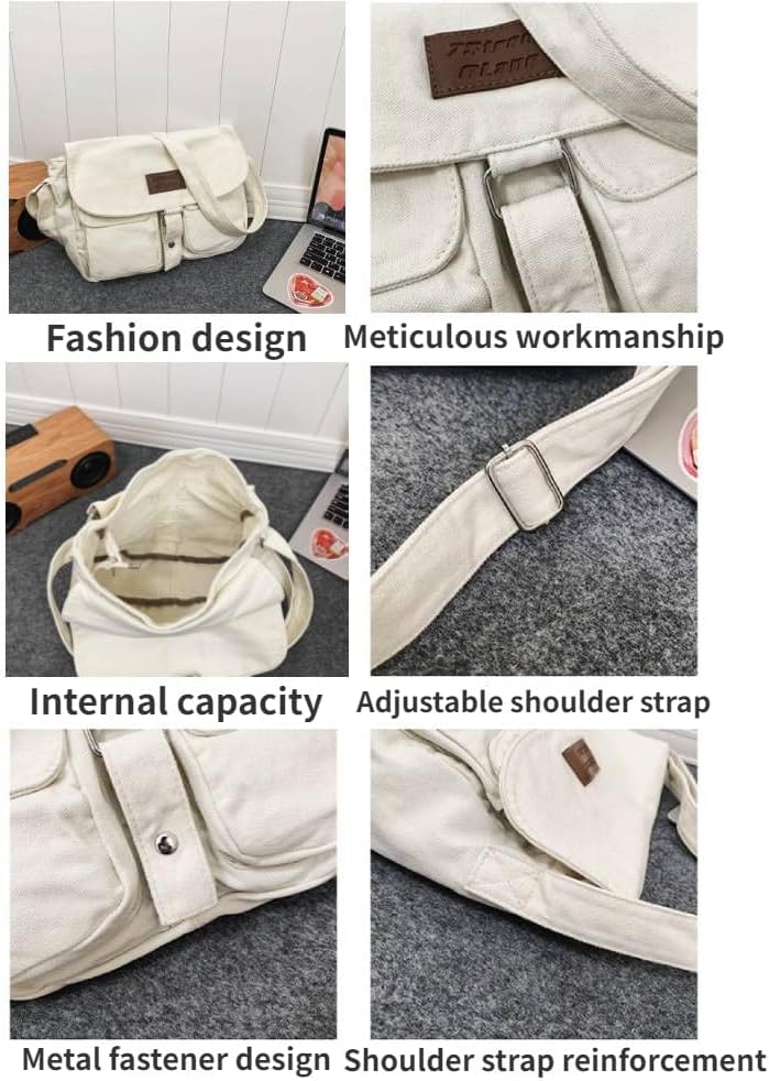 Vhitler Messenger Bag Canvas Crossbody Bag Grunge Y2k Bag Canvas Bag Trashy Y2k - Image 5