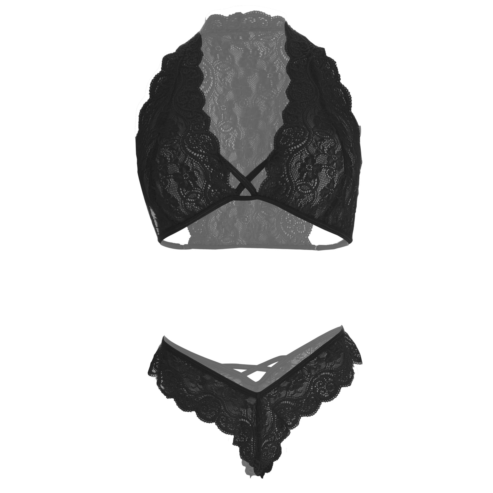 Women’s Non-Padded Bra & Panty Racerback Lingerie Set Low Waist Half Cup Bikini Panties Lace Brief Innerwear for Honeymoon Outfit for Valentine TE-06178-picture-23