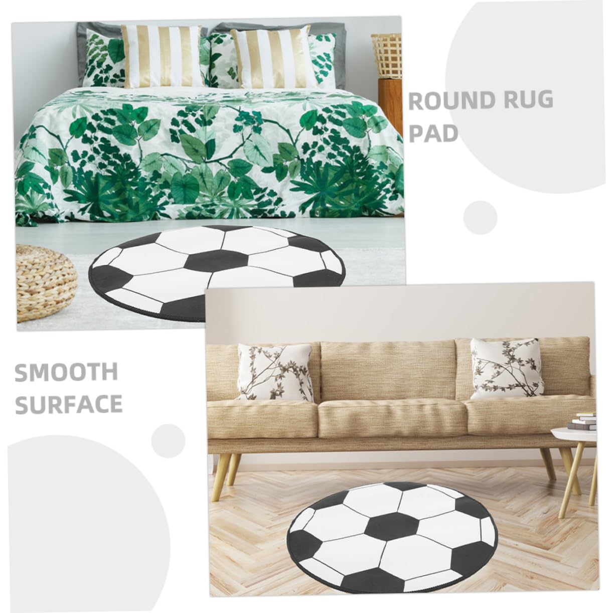 Levemolo Small Round Rug for Boys and Girls Soccer Ball Design Soft Comfortable Non-Slip Football Room Decor Easy to Clean