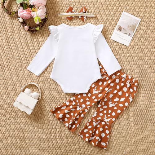 Baby Girl 1st Birthday Flare Pant Outfit - One Year Old Wild One Deer Bodysuit3