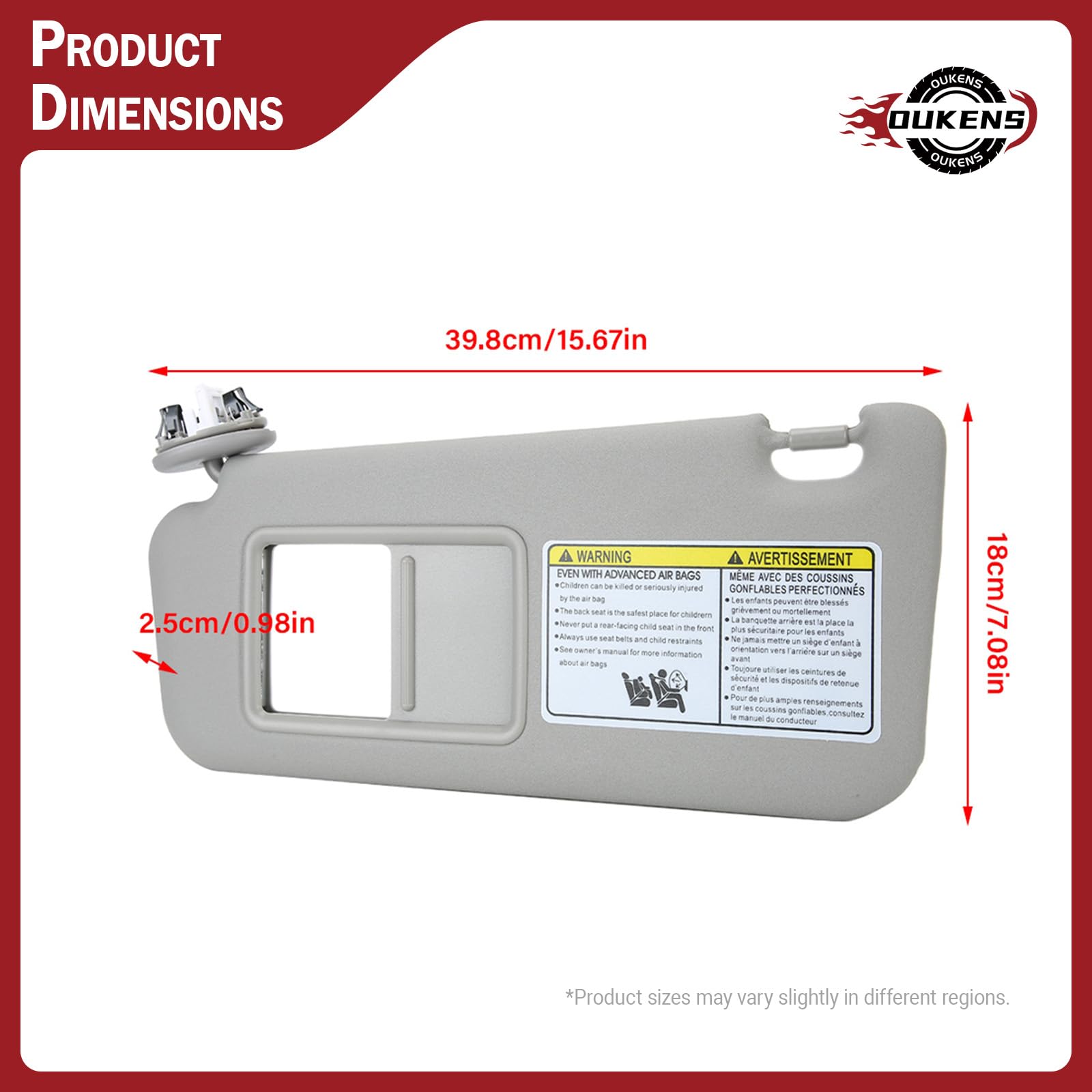 OUKENS Aletta parasole, Aletta Parasole Lato Guidatore Sinistro 74320-42501-B2 Adatta per RAV4 2006-2009 Grigio