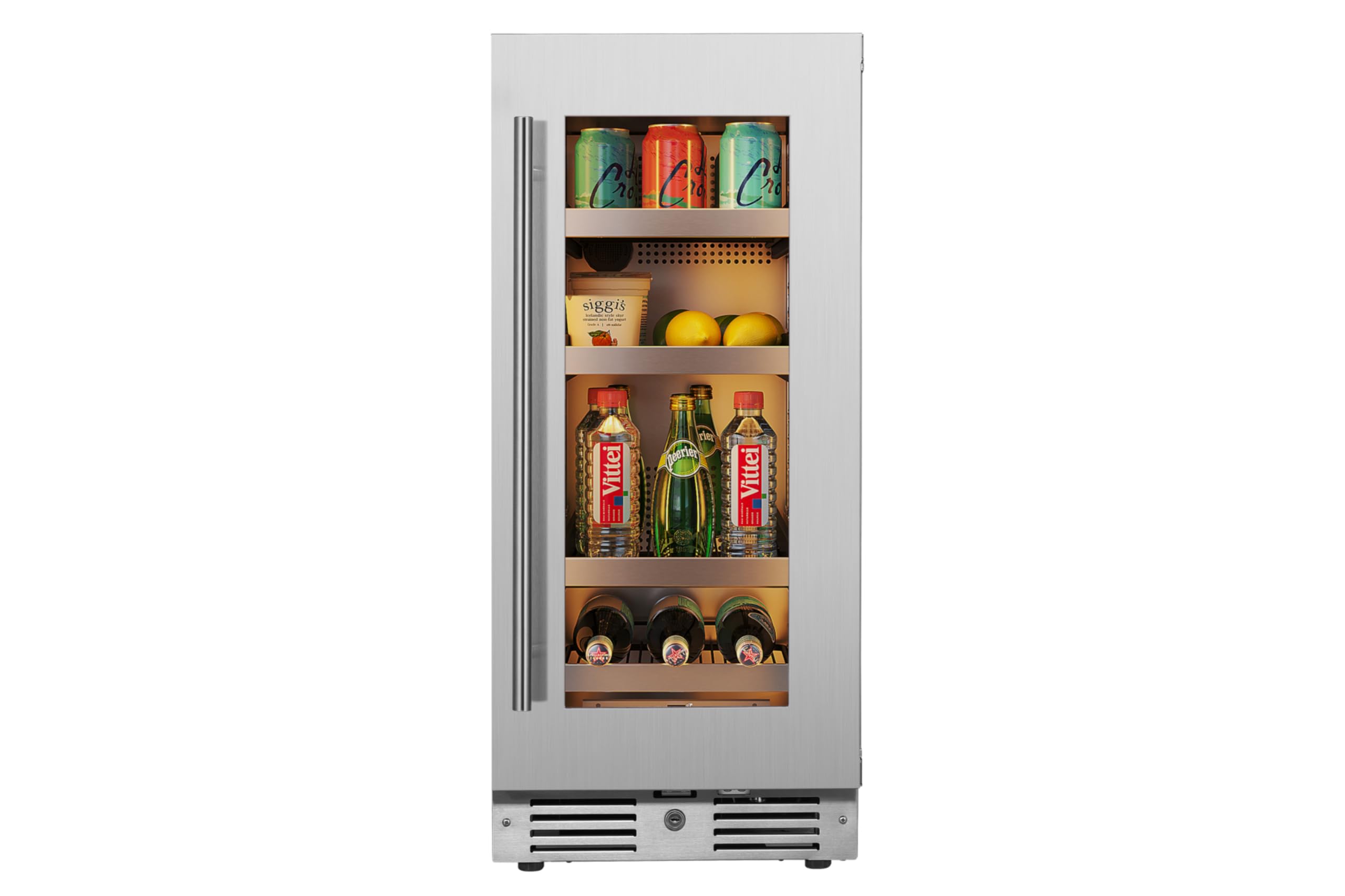 Landmark L3015ui1b-Rh 15 Inch Wide 63 Can Capacity Beverage Cooler With Alternating (Blue, White, Amber) LED Lighting, Door Alarm, Touch Control Panel And Lockable Right Hinged Door - Stainless Steel on Fridge.com - View 2