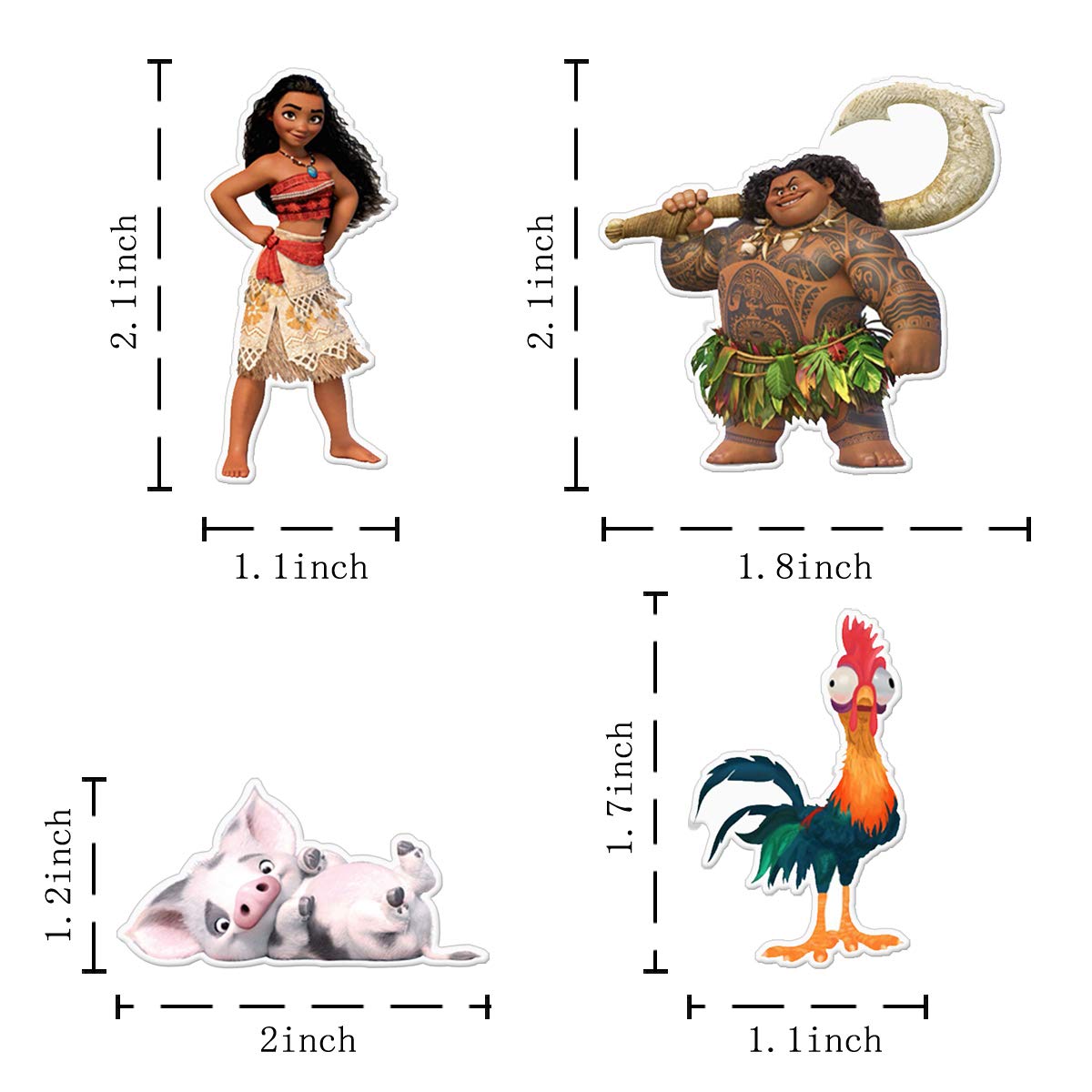 Amazon.com: 48 pcs Moana Cake Toppers for Kids Birthday Party Cake  Decoration Supplies : Toys & Games