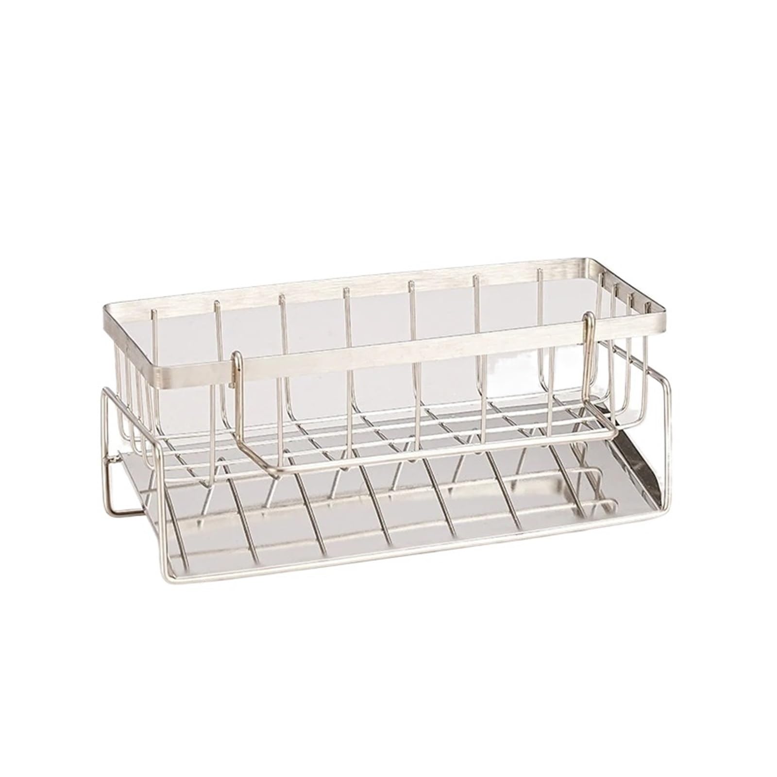 Genérico Strumenti for la pulizia del lavello Rack di stoccaggio Cucina Scarico multifunzionale in acciaio inossidabile for spugna detergente Organizer Rag Hanger(Steel-With Rod)