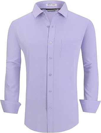 Alex Vando Mens Dress Shirts Regular Fit Long Sleeve Stretch Business Dress Shirts for Men