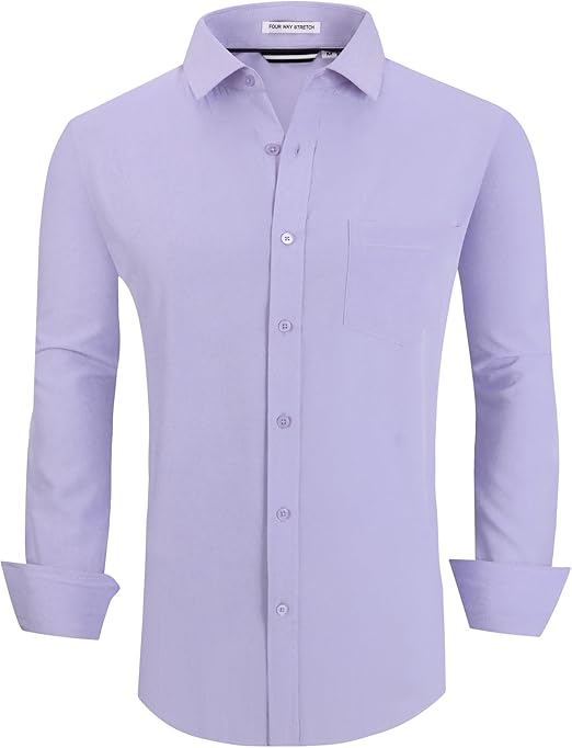 Alex Vando Mens Dress Shirts Regular Fit Long Sleeve Stretch Business Dress Shirts for Men