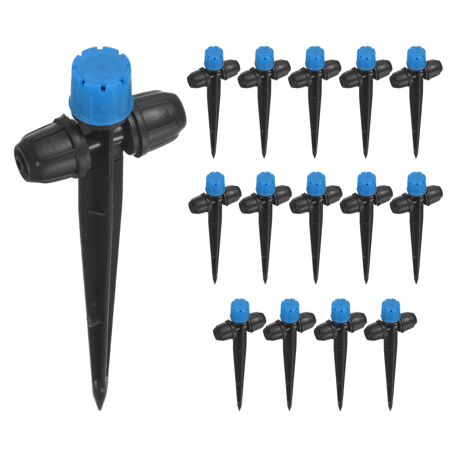 M METERXITY 15-Pack Emitters Sprayers 5"/13mm Stake, Blue, Drip