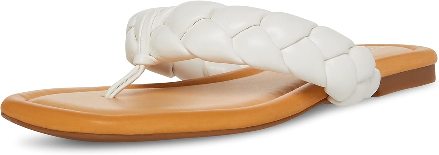 Madden Girl Women's Precise Flat Sandal, White Paris, 7.5