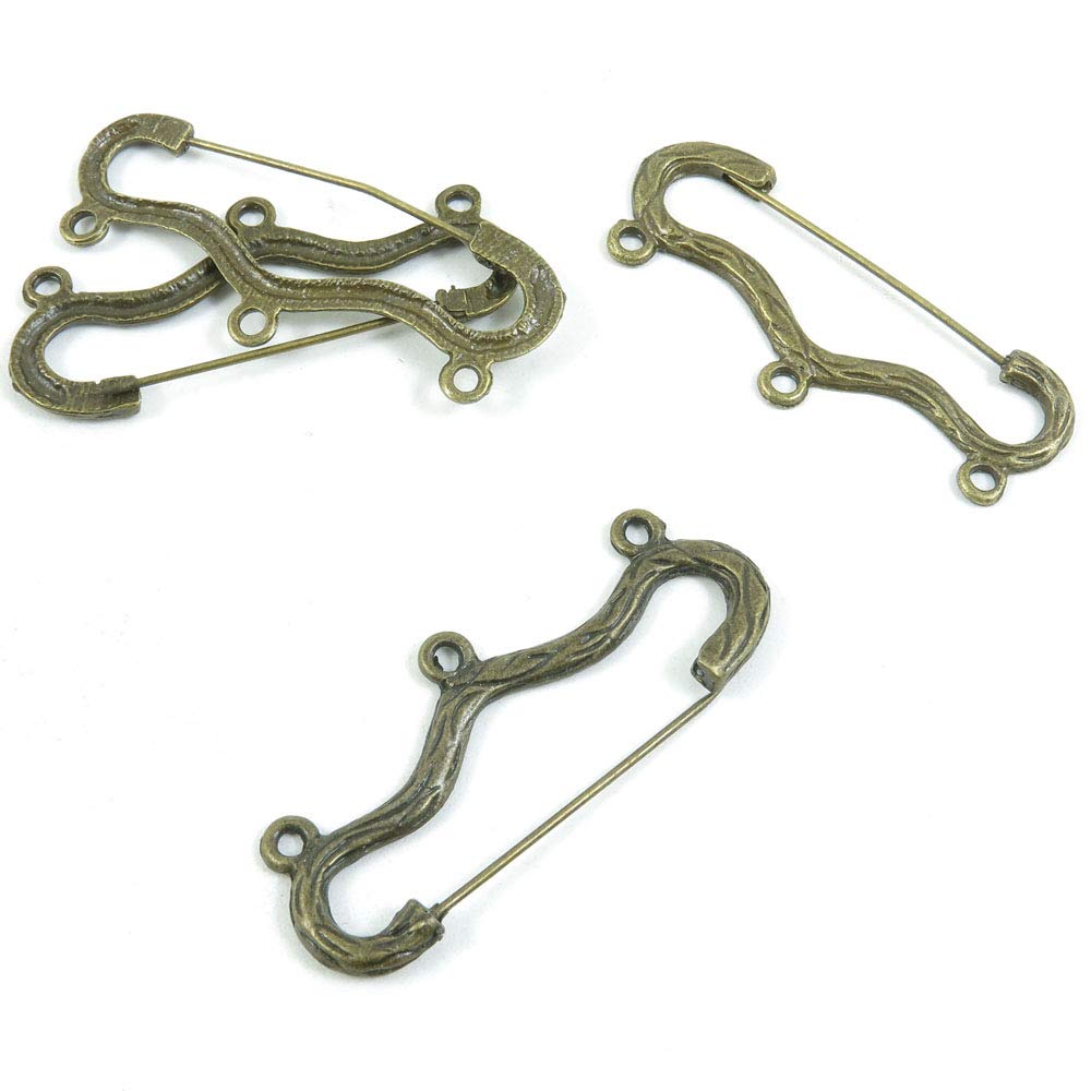 30 PCS Metal Antique Bronze Color Jewelry Making Supplies Charms Beading Crafting Wholesale 23101 Safety Pins Brooch 3 Strand Reducer