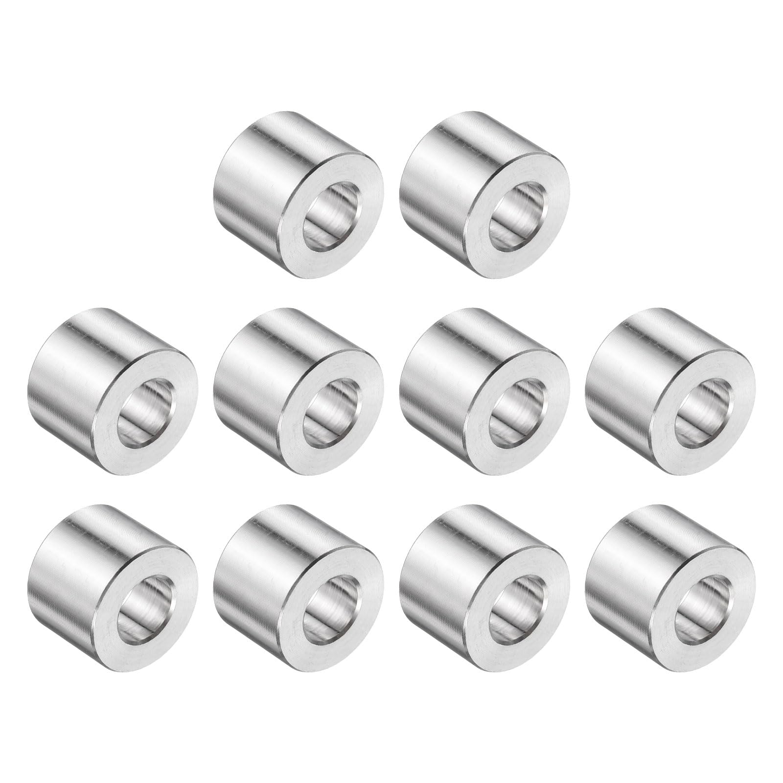 uxcell 10pcs Stainless Steel Spacer 1/2" Bore x 1" OD x 5/8" Length Screw Bushing Plain Finish Round Metal Spacer for M12 Screws Bolts and Rods