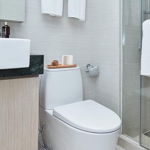 Miniatura 4 de Bandeja de tocador de bambú, plato de madera para servir, tabla de servir charcutería de madera, 9.8 pulgadas