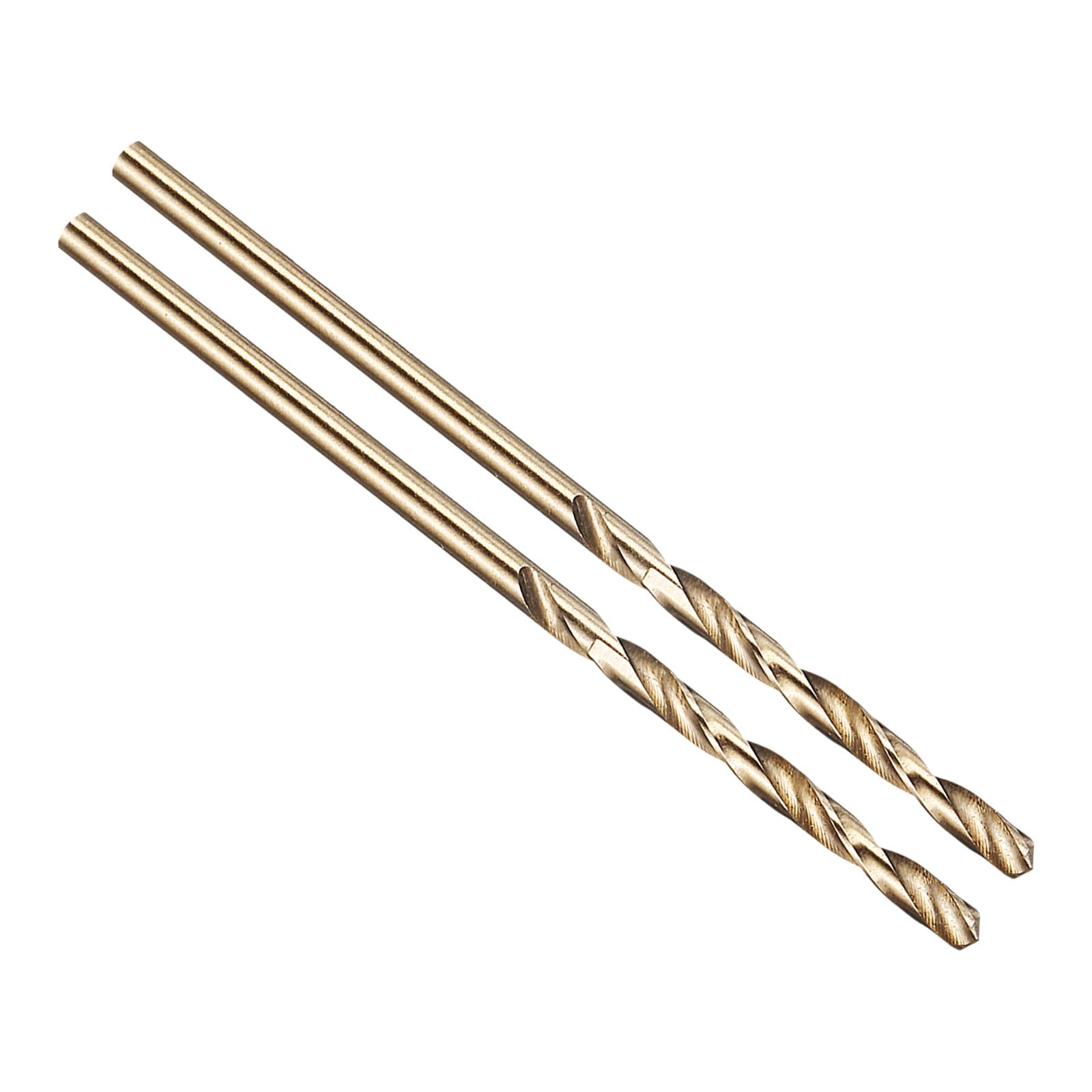 PATIKIL 2mm Drill Bit, M42 8% Cobalt High-Speed Steel Jobber Straight Shank 135° Gold Finish for Hard Metal High-temperature Titanium Alloy - 2 Pack