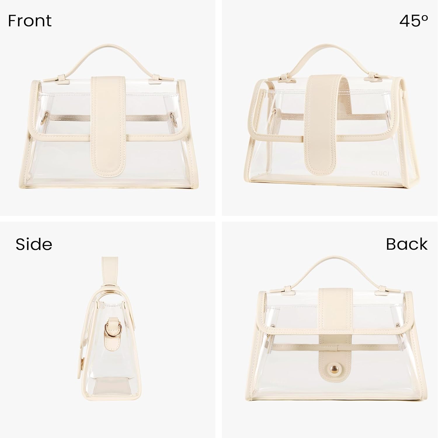 CLUCI Clear Bag for Stadium Events Crossbody Purses for Women Stadium Approved Clear Bag for Concerts Sports Festivals