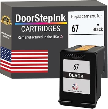 DoorStepInk 67 Black Remanufactured Ink Cartridge Replacement for HP 67 - Compatible with DeskJet 2724/2725/2755e/4155, Envy 6055/6075 - Standard Yield 1-Pack