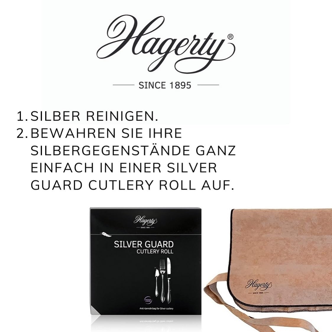 Hagerty Silver Guard Cutlery Roll, bestekrol 12 dessertlepels
