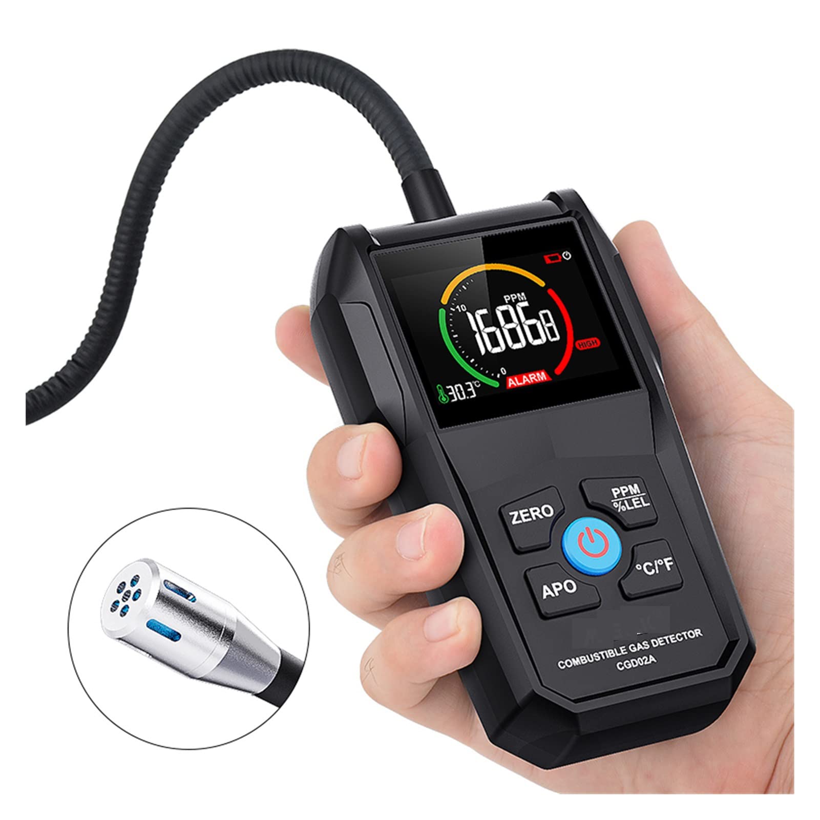 Rilevatore di Gas Rilevatore di perdite di refrigerante Sensore di Gas combustibile per autoveicoli Analizzatore di Gas LCD Monitor della qualità dell'Aria CGD02A per Interni ed Esterni
