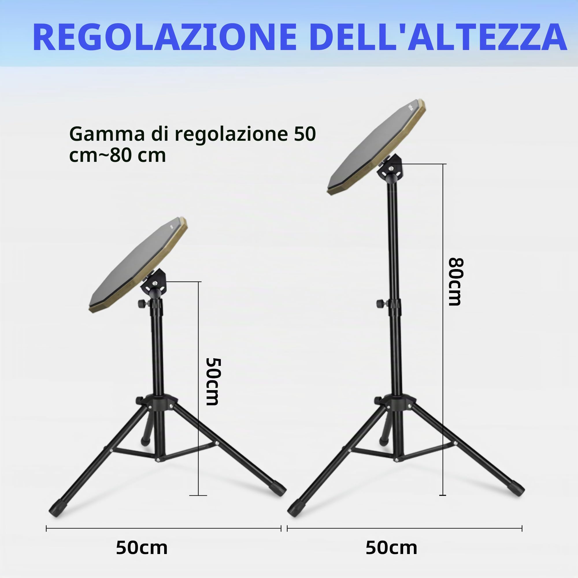 Set di cuscinetti per esercizi, 12 pollici, 50-80 cm, regolabile, con supporto e custodia, colore: grigio
