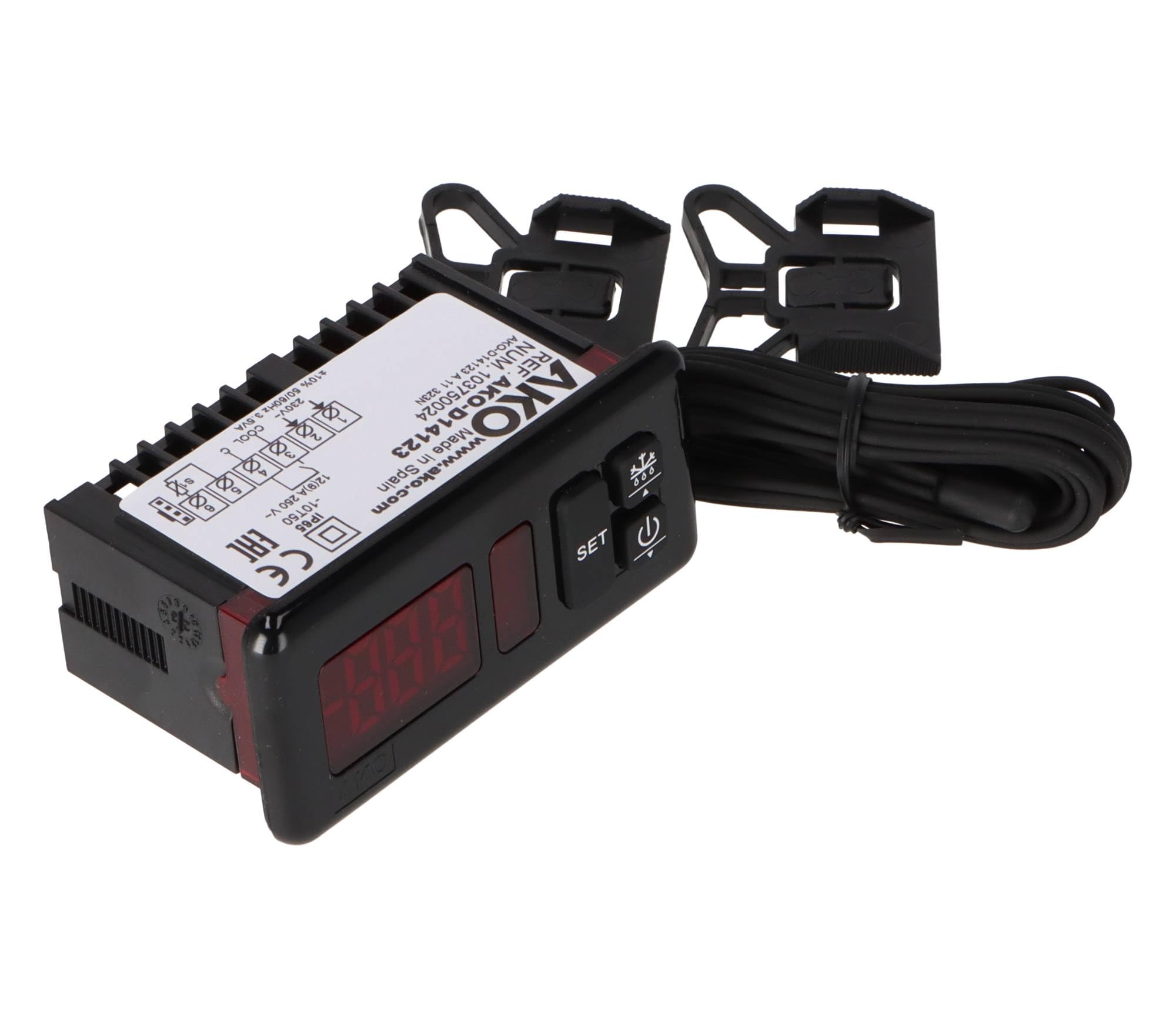 AKO D14123 Regulador electrónico para parrilla de rodillos para NTC/PTC -50 a +99/+150°C Dimensiones 70,5 x 28,5 mm CA Pantalla de 3½ dígitos NTC/PTC IP65