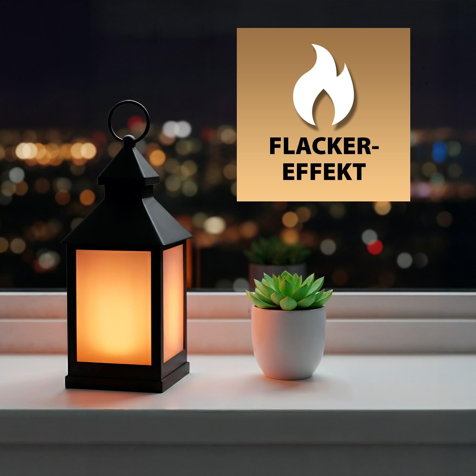 Eaxus® 4er Set LED Laterne für Draußen - Notfallleuchte Blackout. Windlicht mit Flammeneffekt Kerze - Wohnzimmer & Garten Deko