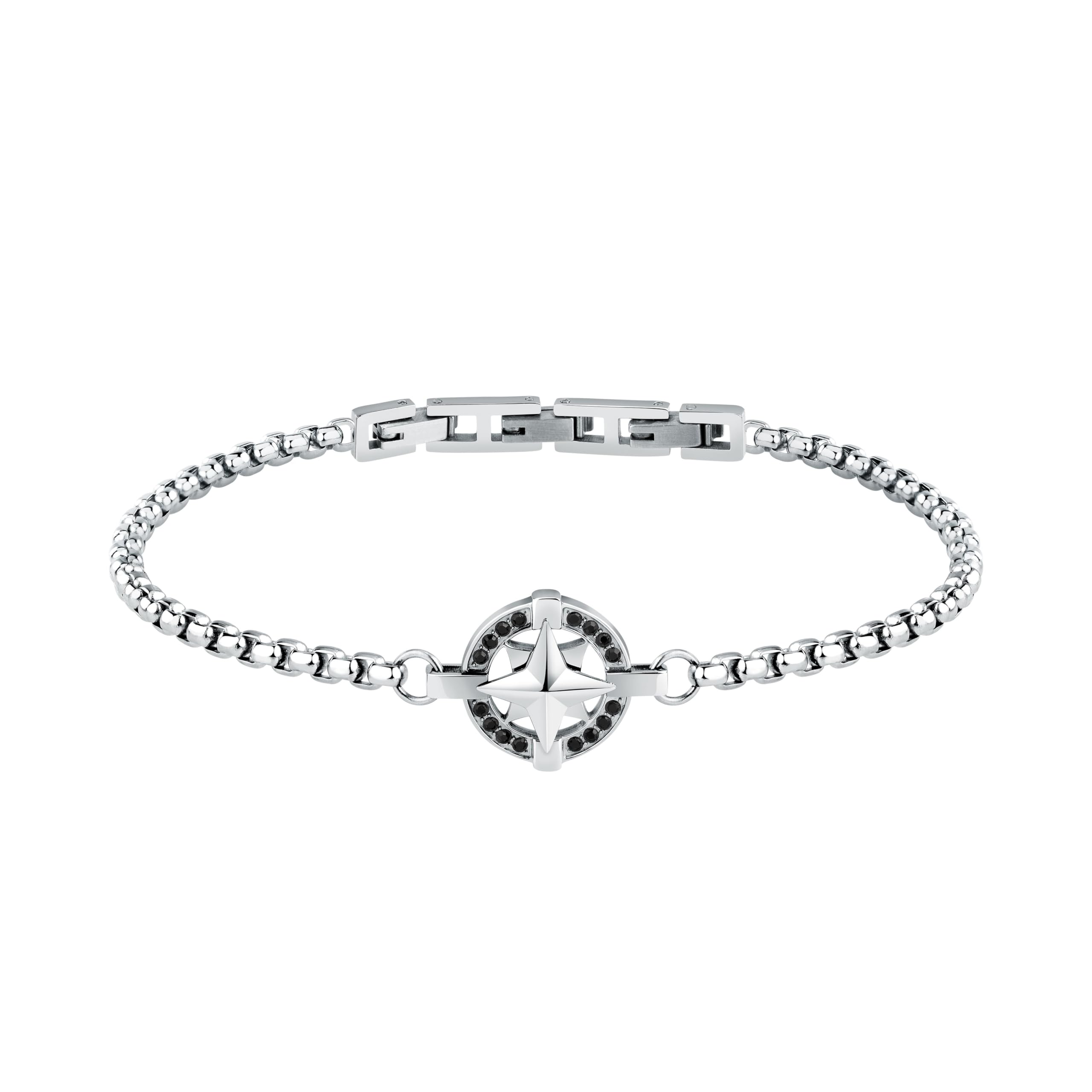 Morellato Bracciale Uomo in Acciaio, Cristalli, Collezione Versilia, Rosa dei Venti - SAHB16