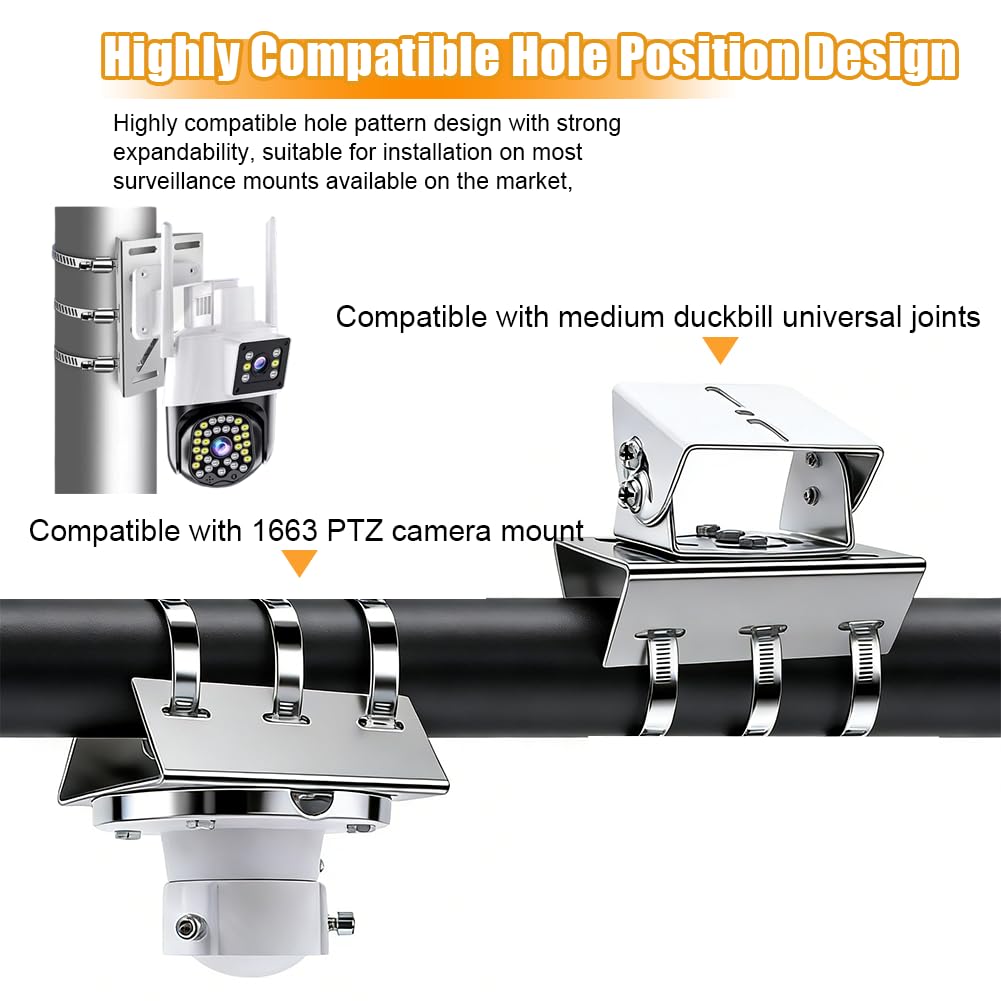 2 Supporti Verticali per Palo per Telecamera di Sicurezza, con 6 Anelli Regolabili, Supporto Angolare Universale, per CCTV, Telecamere Esterne, Senza Fori, PTZ Dome, LED