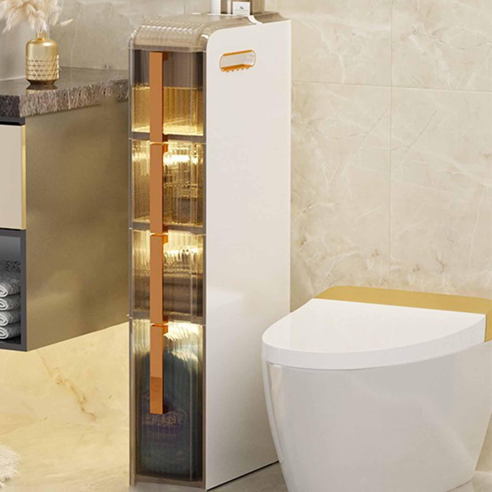 Gabinete de almacenamiento de piso Estrecho para baño Gabinete de almacenamiento de baño - Gabinete de almacenamiento de Papel higiénico de Pie Delgado - Estante de esqu