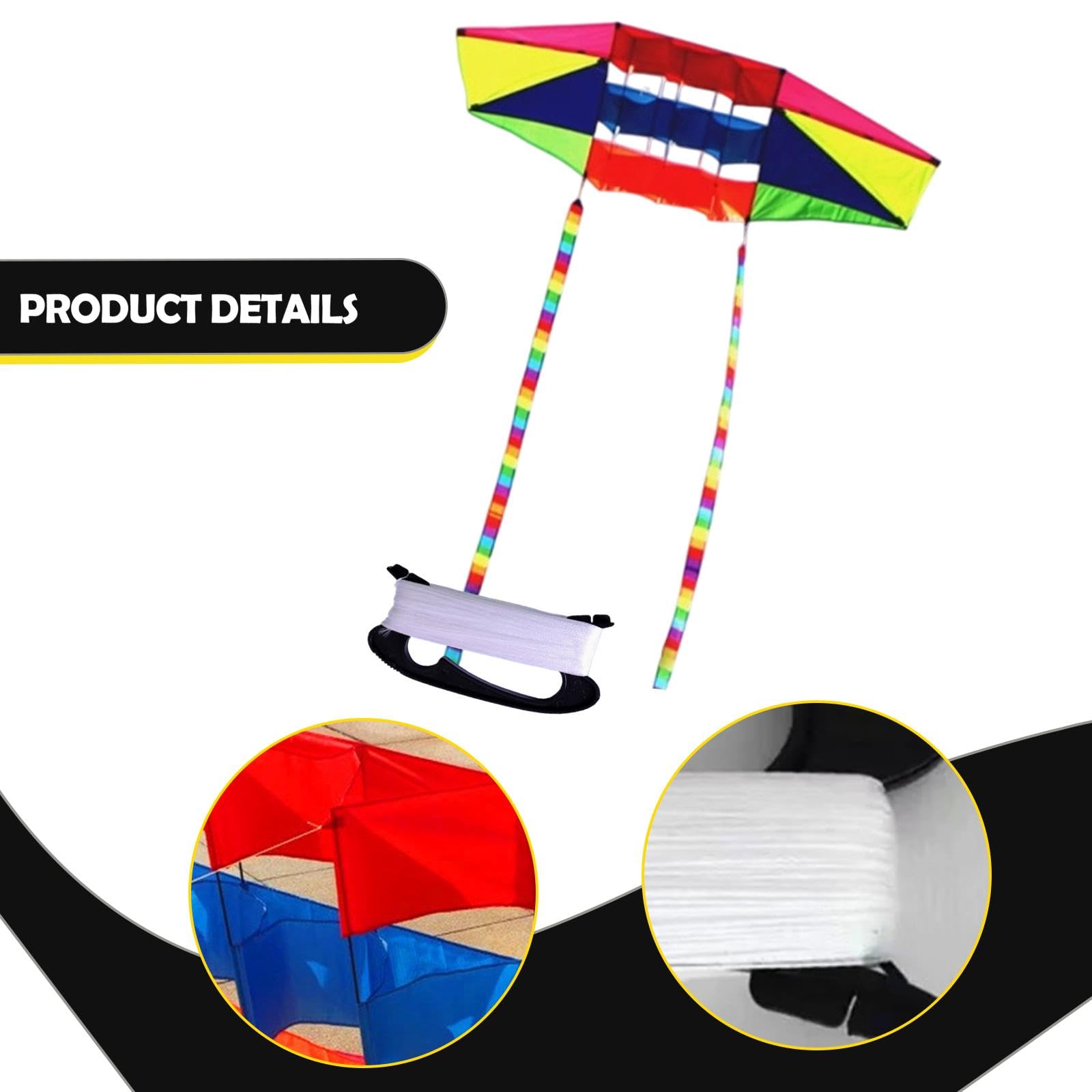Cometa de Playa para Niños y Adultos, 205 cm x 80 cm (80.7" x 31.5"), Incluye Línea de 100m y Cola Larga, Fácil de Volar