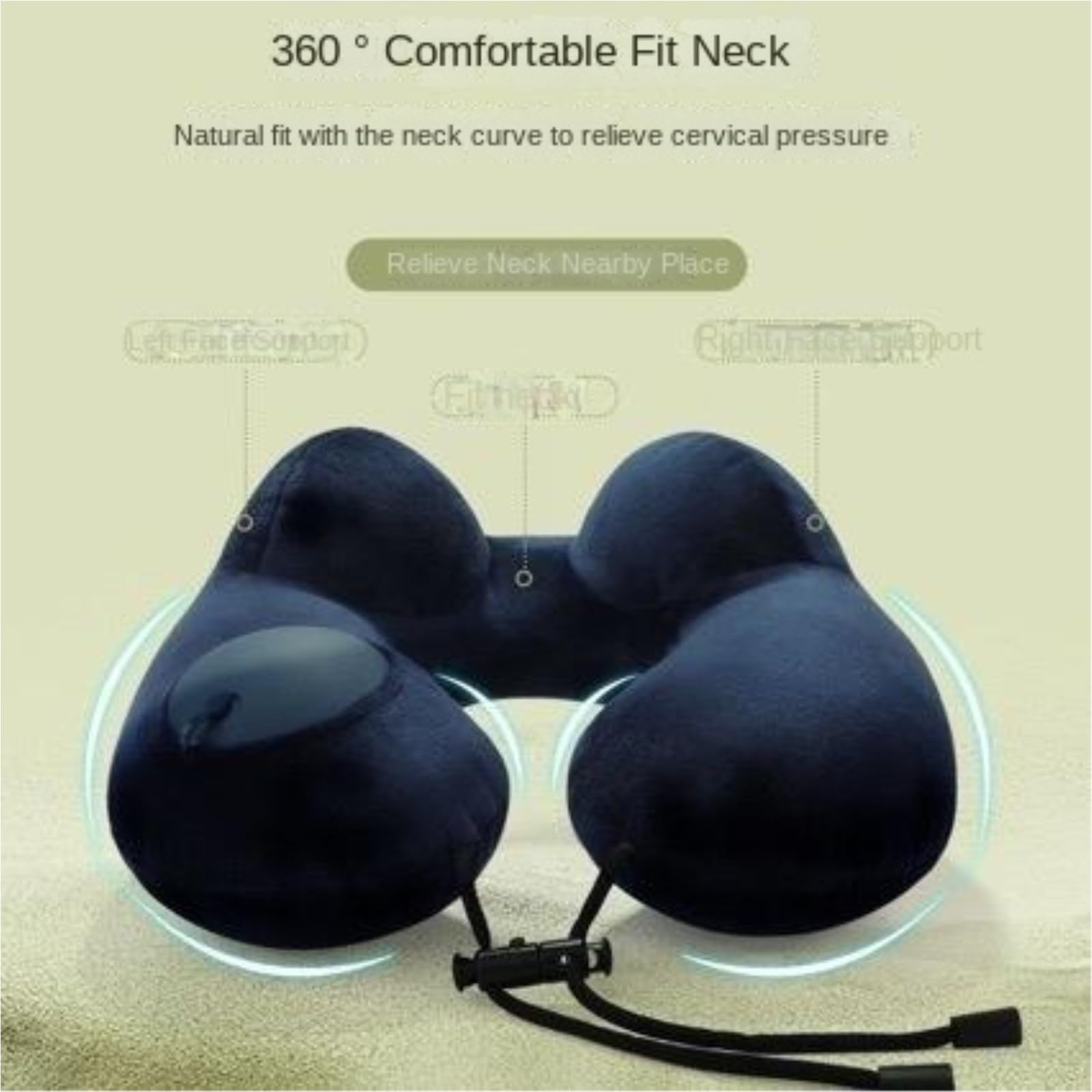 Portatile Cuscino Da Viaggio Cuscino Gonfiabile A Forma Di U Con Supporto For Il Collo, Adatto For Pisolini E Viaggi Ufficio Casa Morbido(Blue)