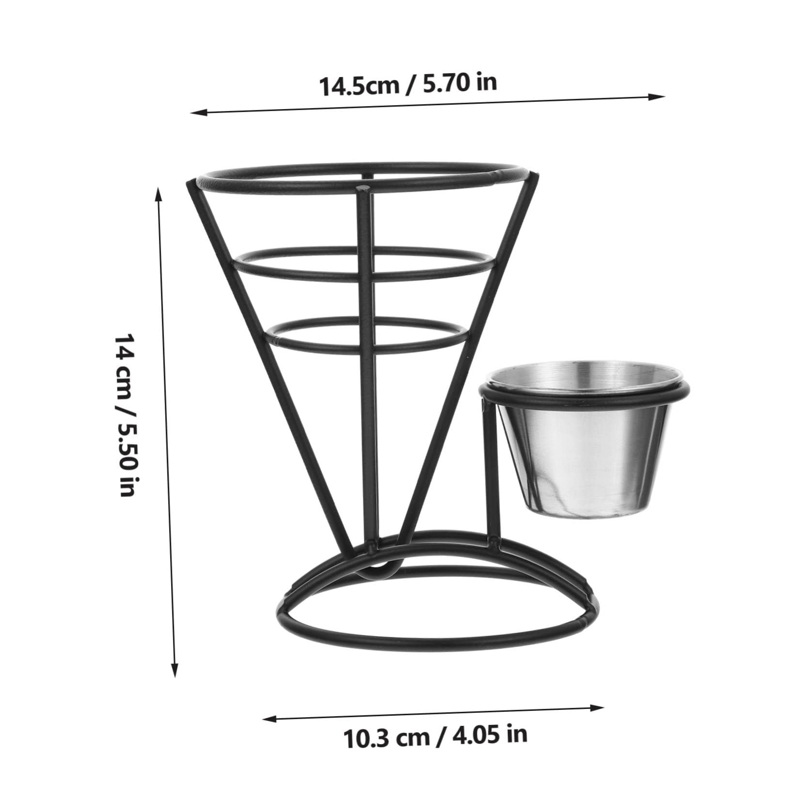 OKUMEYR Iron French Fries Basket with Dip Cup Creative Snack Holder for Home Cafe and Restaurant Use Portable and Lightweight Fry Stand