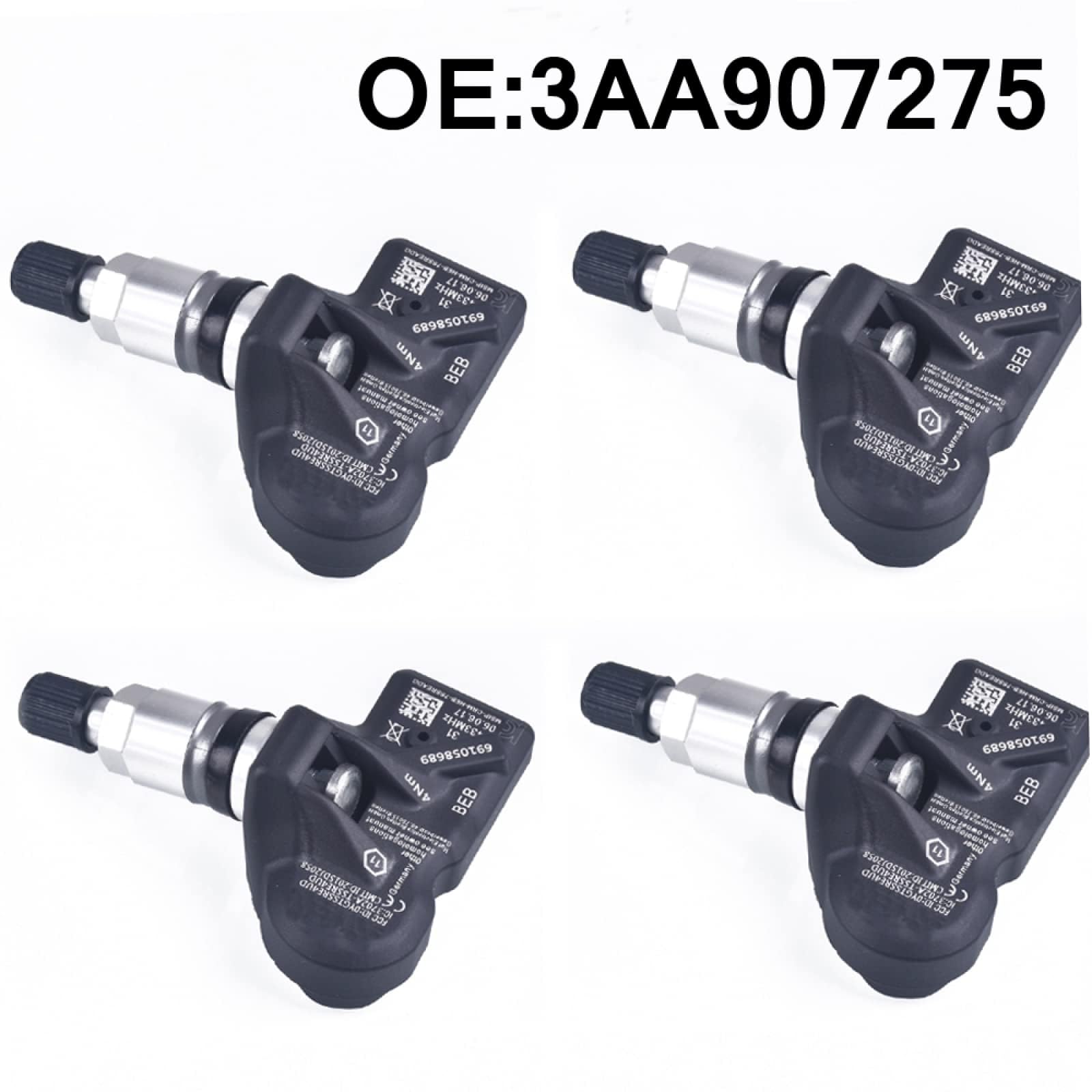 4 Pezzi sensore di Pressione Pneumatici Auto per VW per Passat b7 2010-2014 OE:3aa907275 sensore tpms Automatico di monitoraggio della Pressione dei Pneumatici