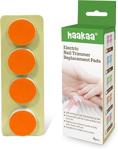 haakaa Almohadillas de repuesto para recortadora de uñas eléctrica para lima de uñas de bebé estándar, adecuadas para más de 12 meses, color naranja
