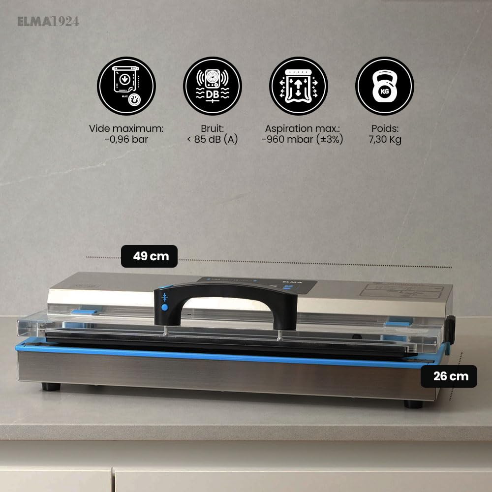 ELMA Digit 40 NEO II profesjonalny pojemnik próżniowy | 550 W, listwa uszczelniająca 40 cm, intensywne użytkowanie, przechowywanie żywności, nadaje się do zewnętrznych pojemników próżniowych