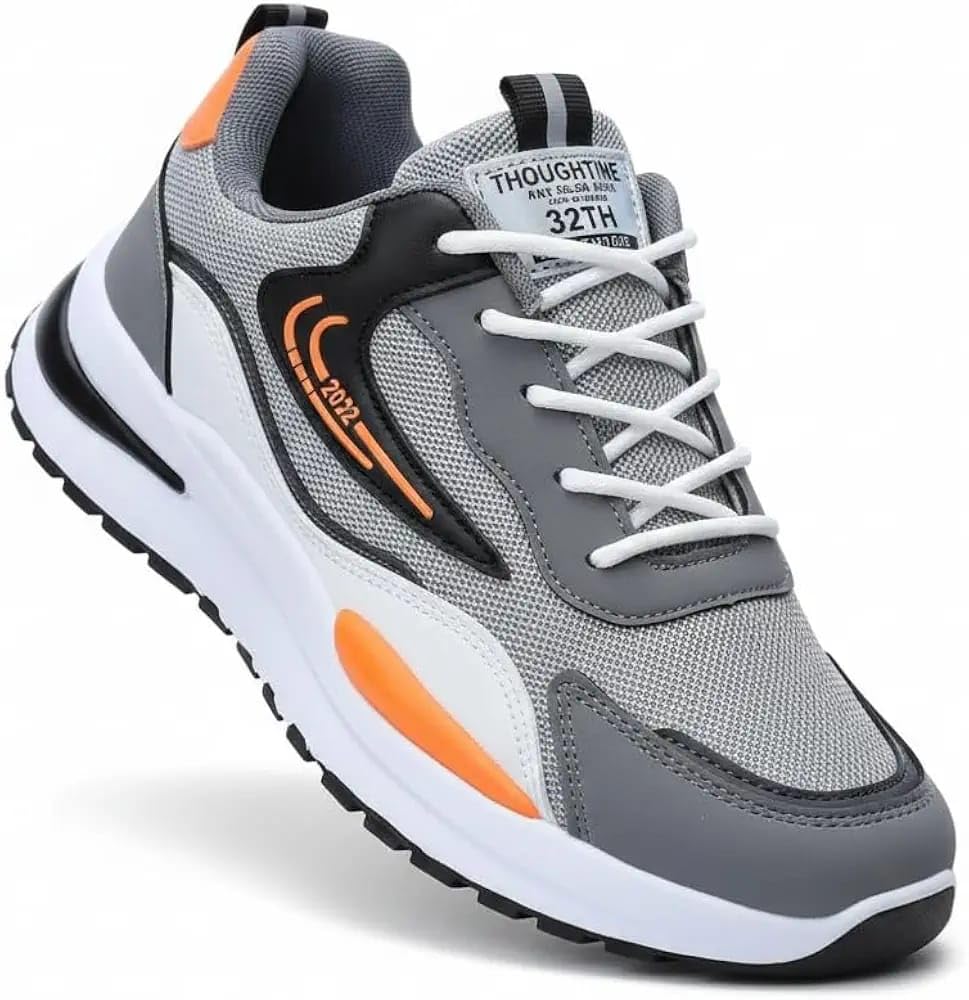 Men's Grey Sports Running Shoes | Lightweight Casual Sneakers for Walking (SPO-01)-picture-12
