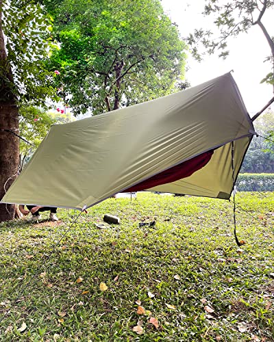 Image of Sunyear Hammock Tent Rain Fly-Camping Hammock Outdoor Tarp-Small Door Design-Keep Side Wind Rain-Best for Backpacking Hiking Camping Survival