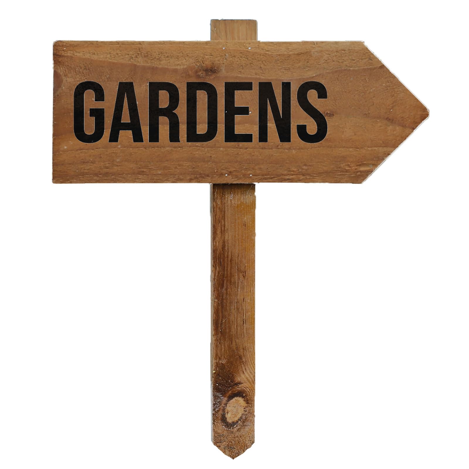 Outdoor Gardens Sign with Stake, Wooden Arrow Pointing Right or Left, Party Pub Shop Garden Sign