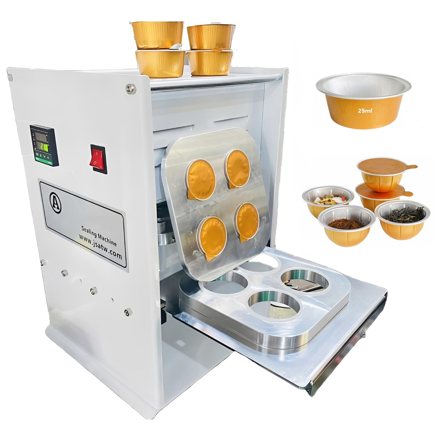 asdchZen Manual Heat Sealing Machine With Digital Temperature Control For Packaging Coffee Pods, Food Boxes, And Liquids (25Ml)