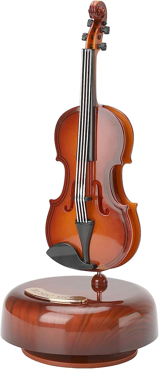 Ostin Instrument Music Box, Rotating Guitar Shaped Music Box Musical Instrument Model Home Decorations with Stand for Home Decoration Ornaments