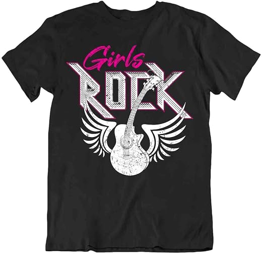 Girls Rock T-Shirt Music and Art Shirts Funny Guitar Tee