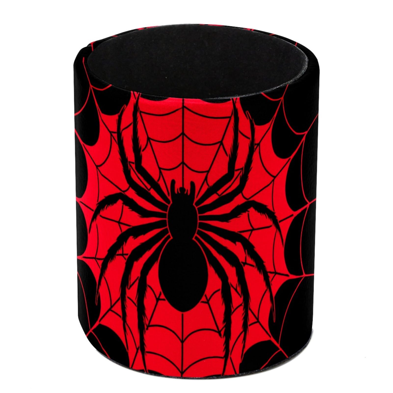Luoweisi Black Spider Pen Holder for Desk, Leather Pen Pot, Desk Pencil Holder Round Makeup Organiser Home Office School Suppliers