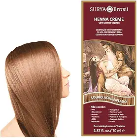 Tintura Henna Creme Louro Acinzentado Surya Brasil 70mL - 13.4.P