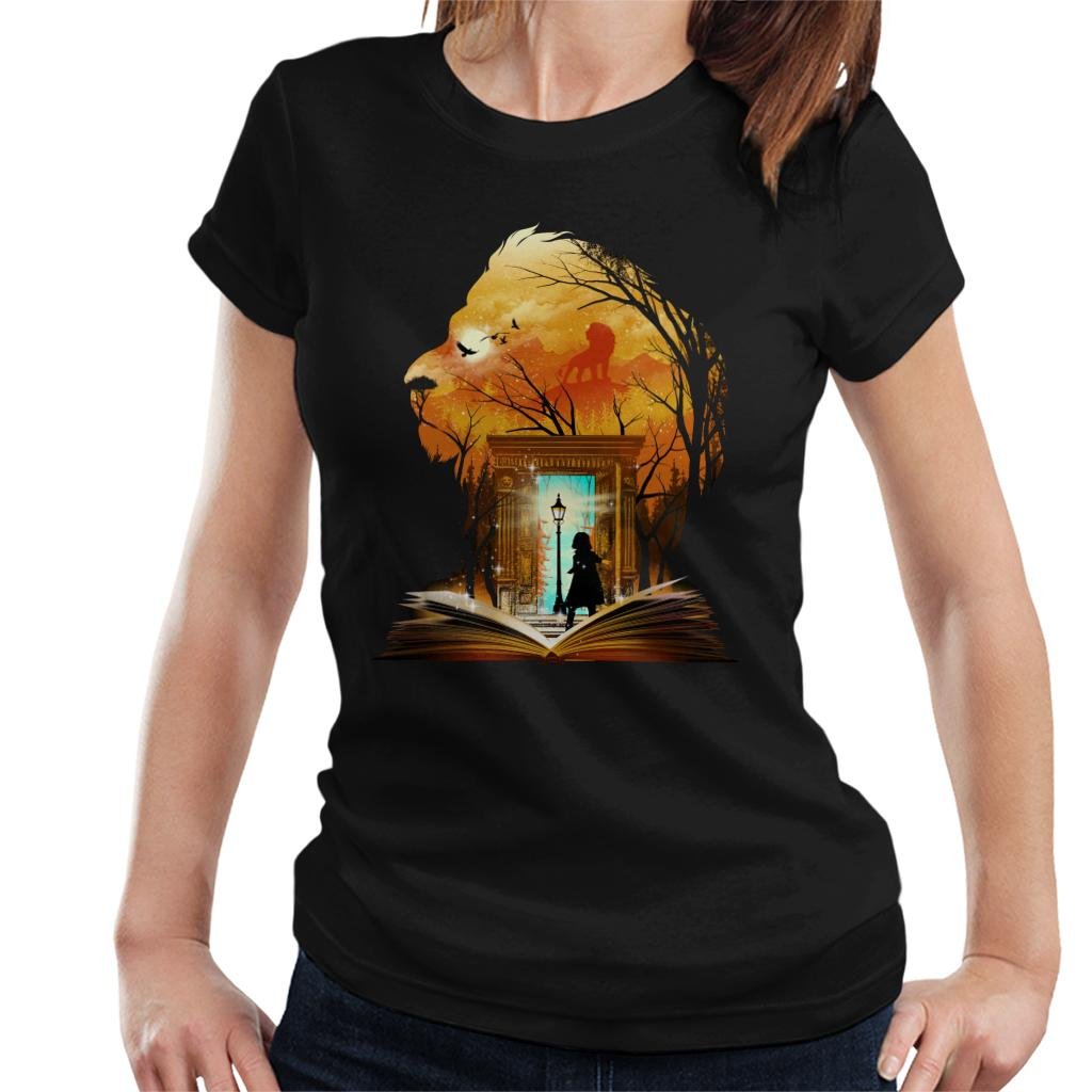Cloud City 7 Chronicles of Narnia Aslan Wardrobe Collage Women's T-Shirt Black